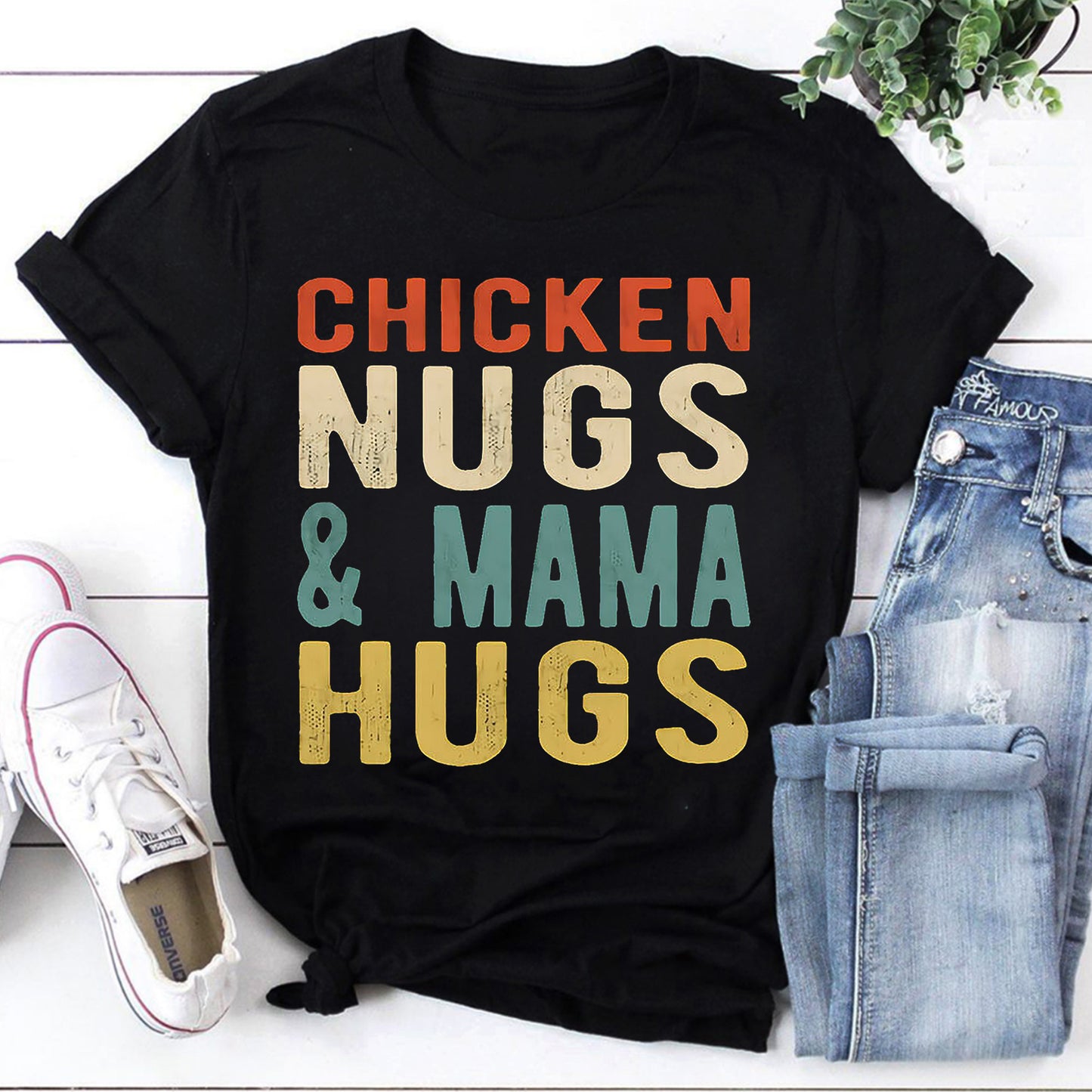Chicken Nugs & Mama Hugs Funny Quote Graphic Tee