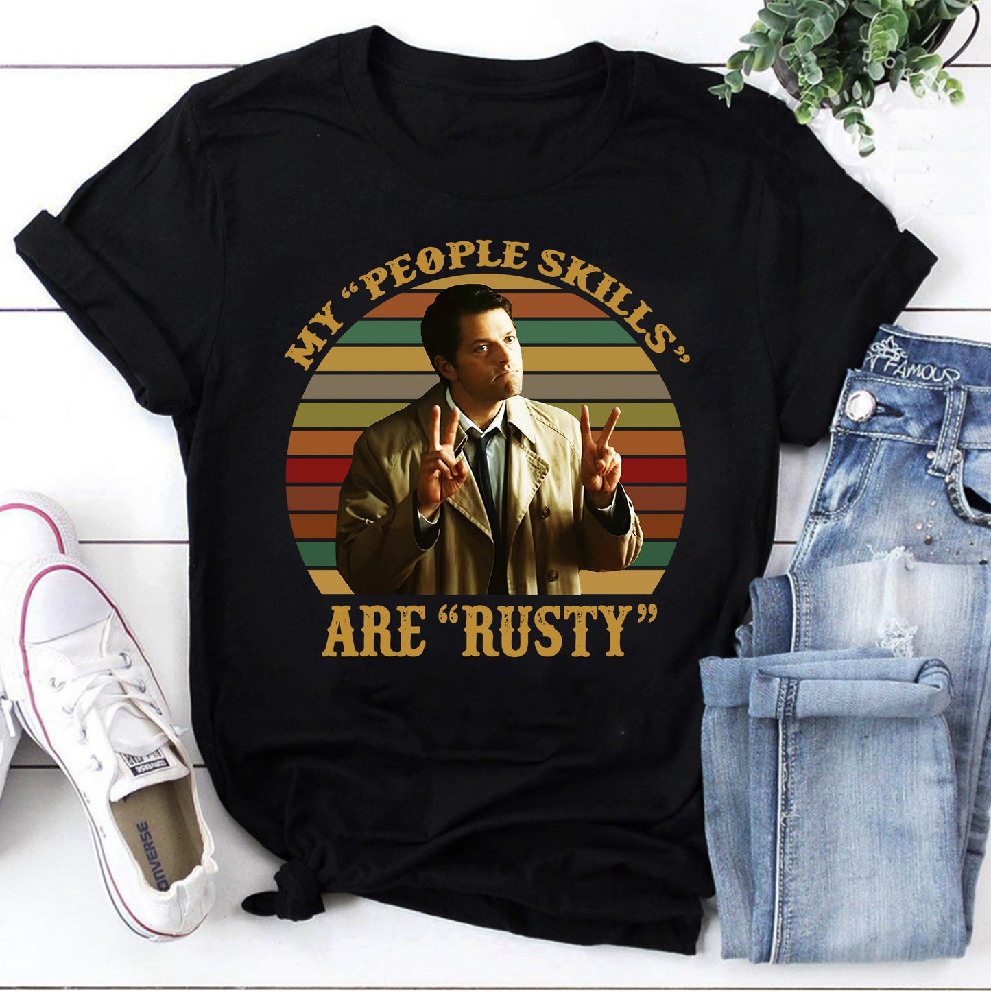 Vintage Castiel 'People Skills Are Rusty' Supernatural Sweatshirt
