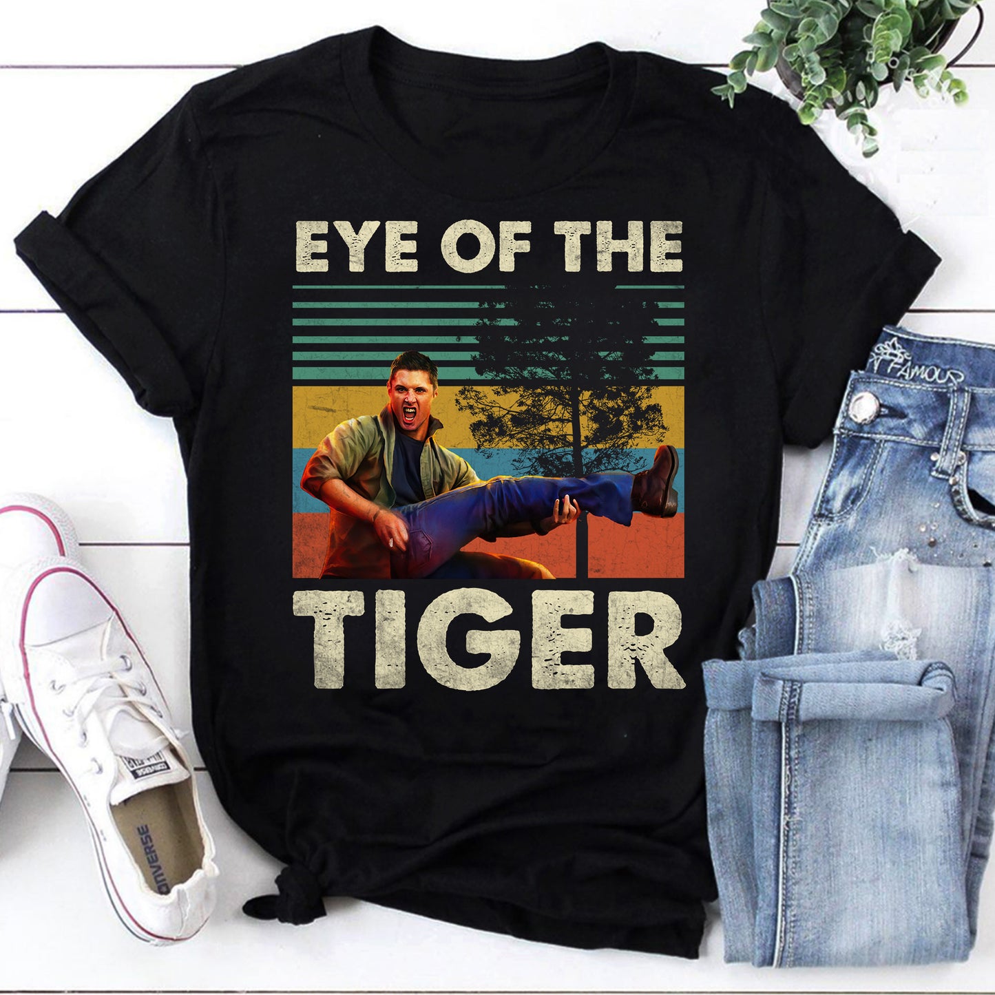 Eye of the Tiger Vintage Style Black Sweatshirt