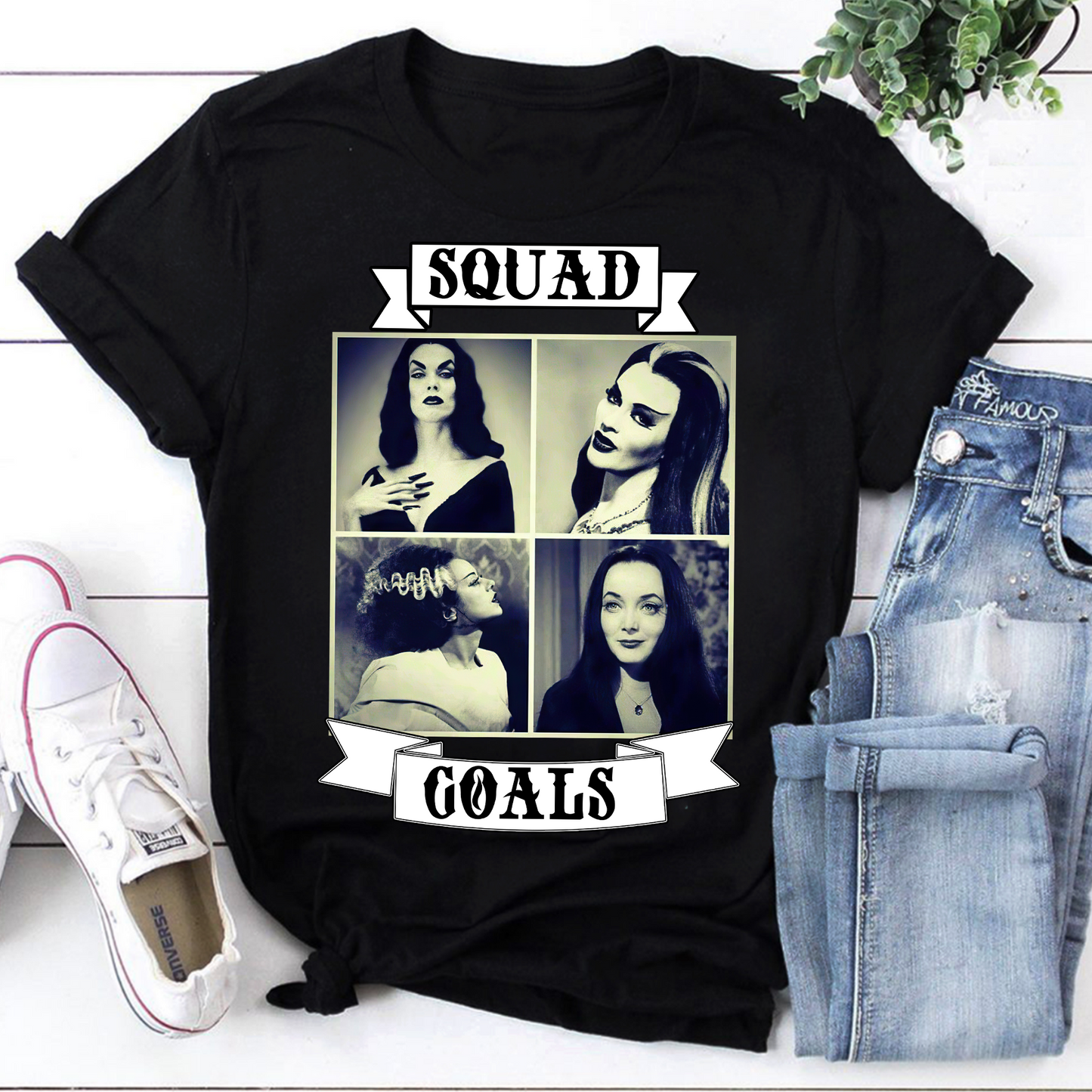 Squad Goals Vintage Classic Horror Movie Monster Ladies Sweatshirt