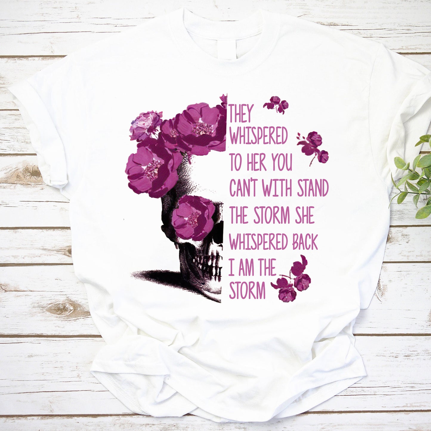 Empowering Skull & Purple Flower Sweatshirt - I Am The Storm Inspirational Quote