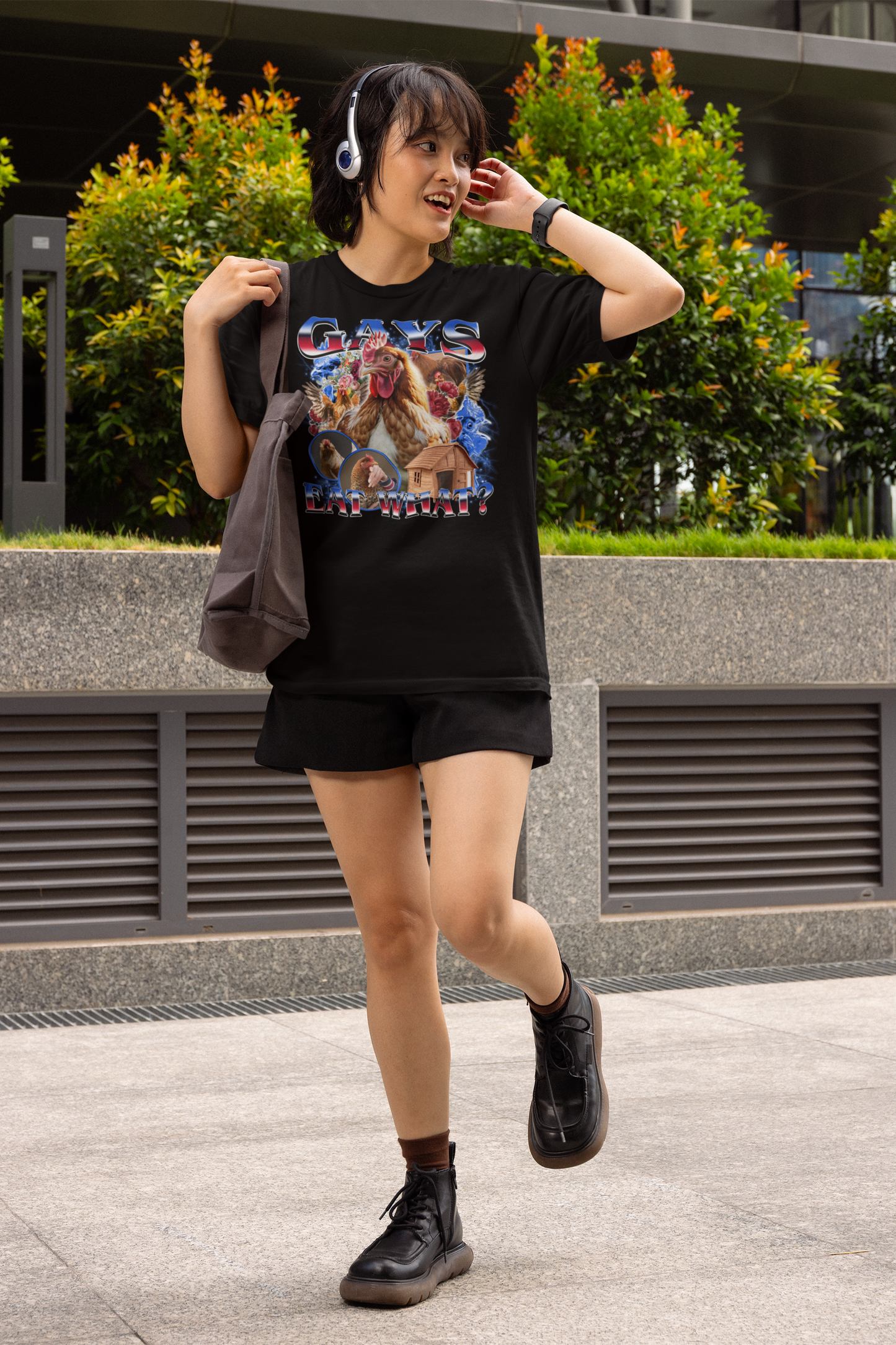 Gays Eat What? Chicken Graphic Tee - Funny LGBTQ+ Farm Animal T-Shirt