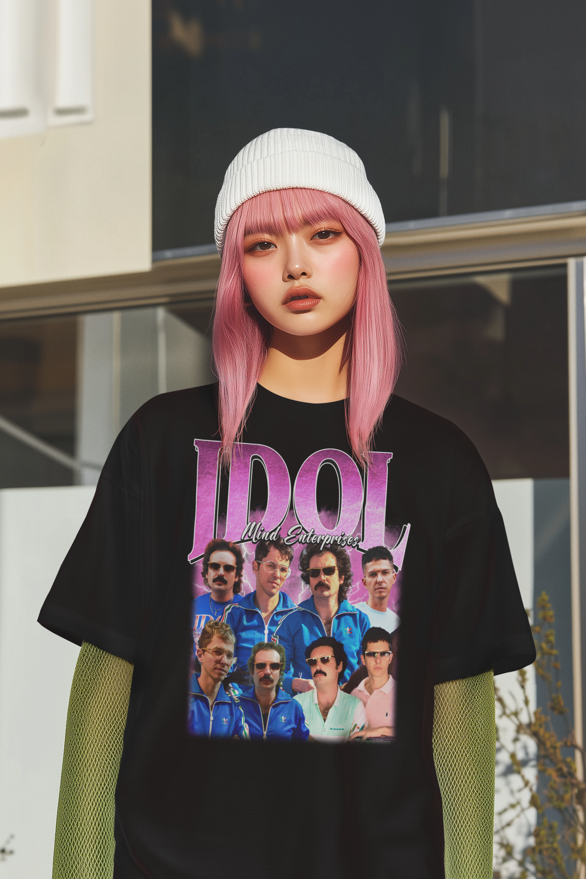 IDOL Mind Enterprises Graphic Retro T-Shirt Vintage Inspired Blue Track Jacket Design