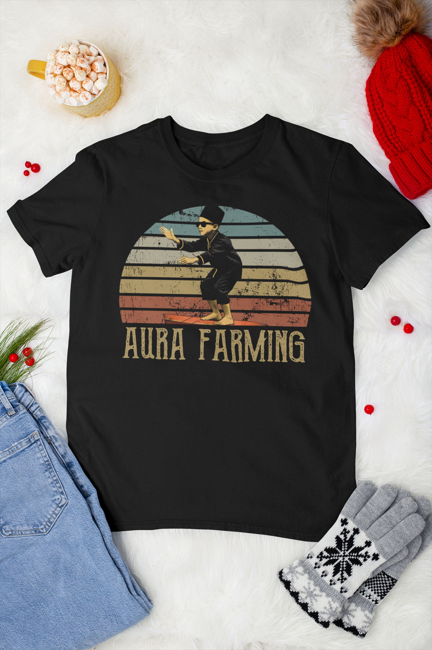 Vintage Aura Farming Crewneck Sweatshirt with Retro Graphic