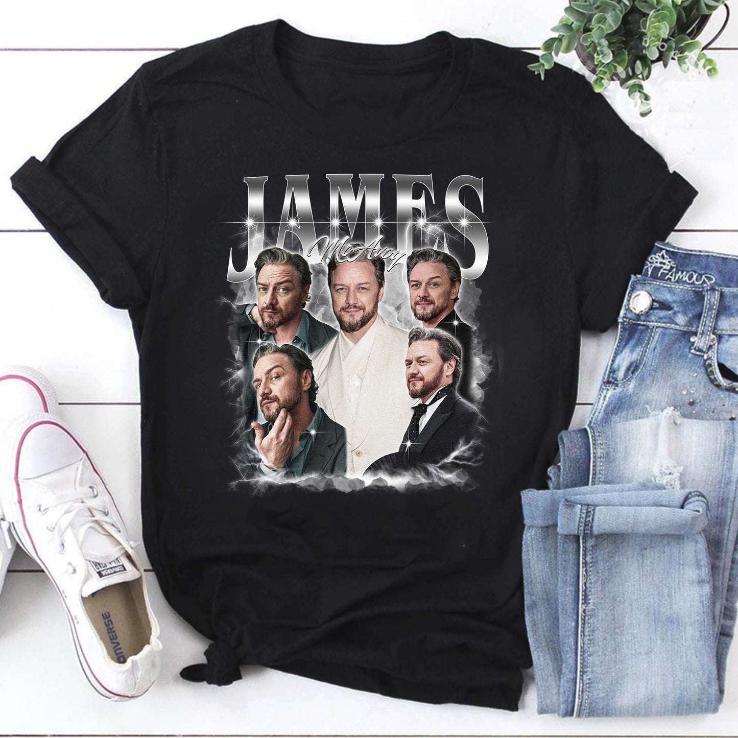 James McAvoy Photo Collage Black Hoodie for Fans