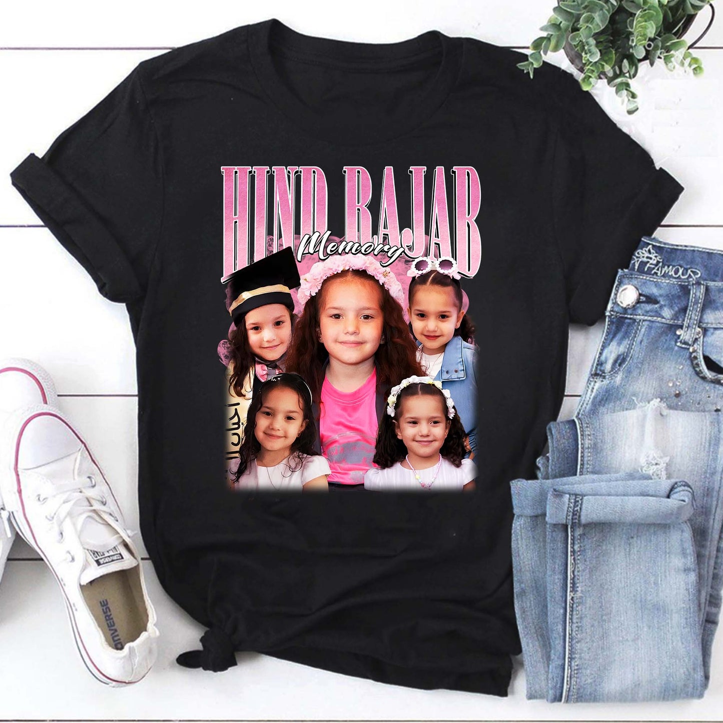 Hind Rajab Memory Custom Photo Collage T-Shirt - Personalized Kids' Photo Tee