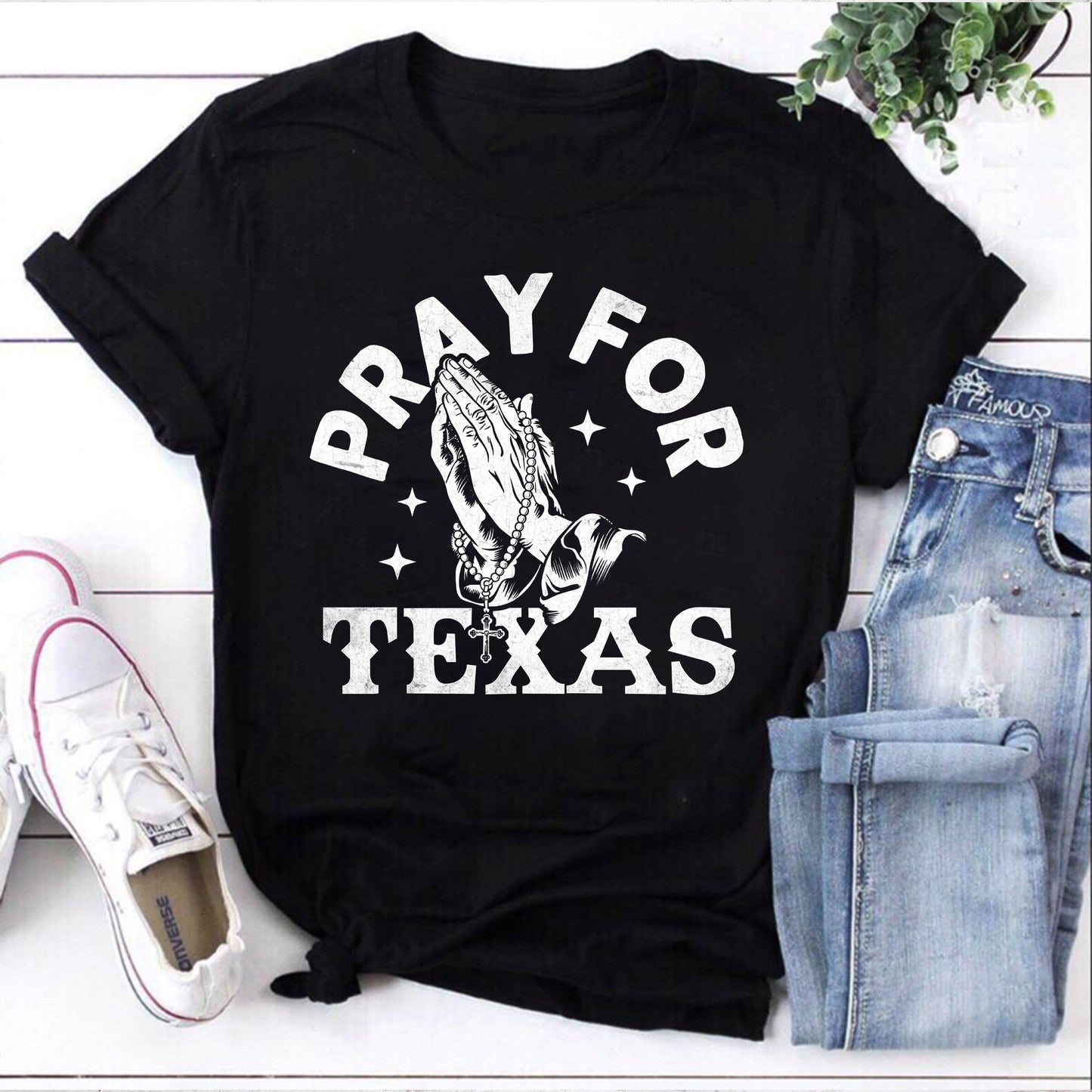 Pray for Texas T-Shirt - Faith, Prayer, and Rescue Design, Men’s Cotton Tee for Blessings and Support