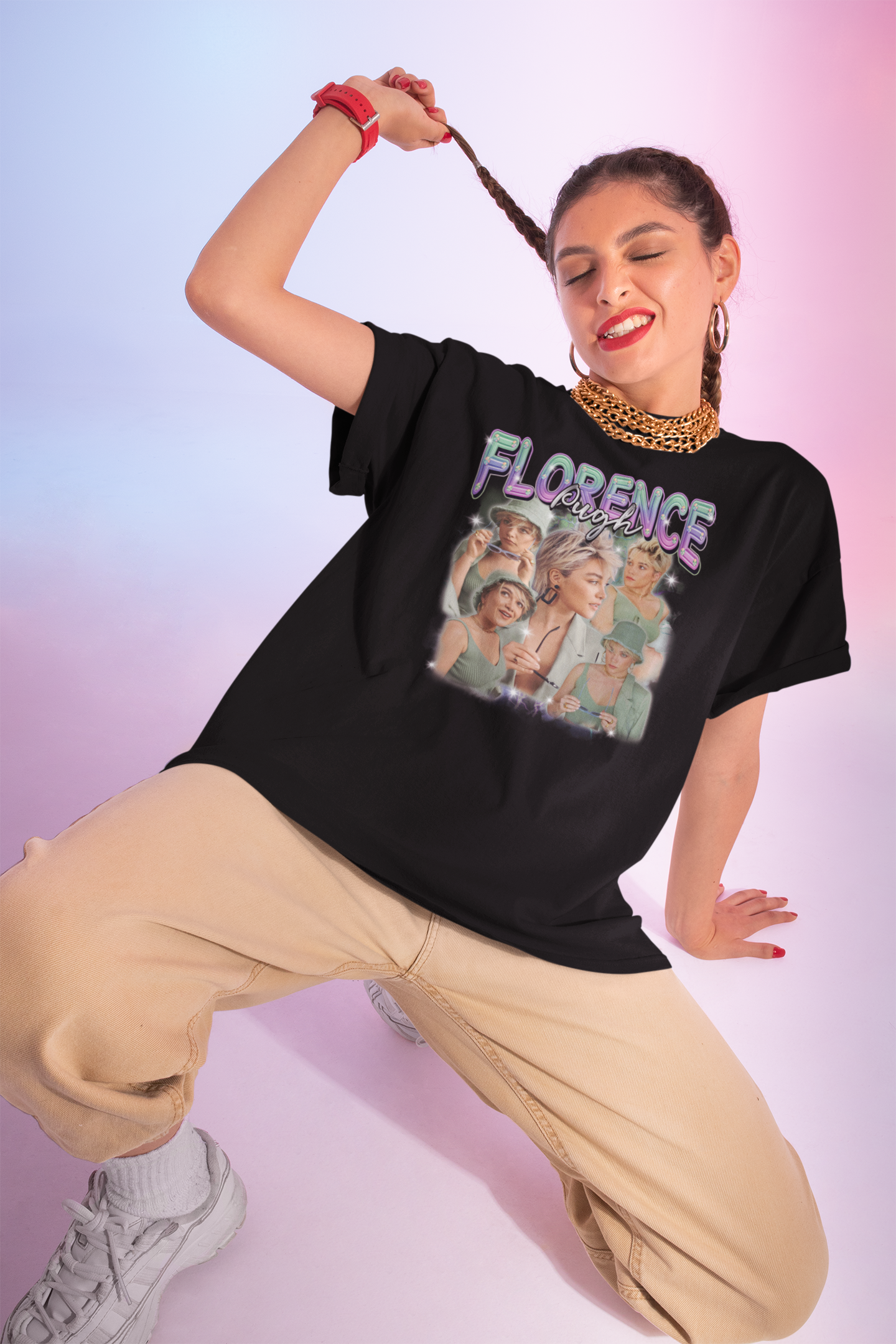 Florence Pugh Collage T-Shirt - Stylish Celebrity Fan Tee