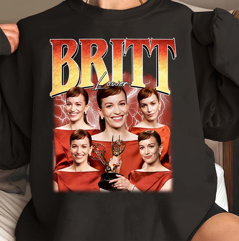 Britt Lower T-Shirt - Emmy Winner Collage Fan Tee in Black