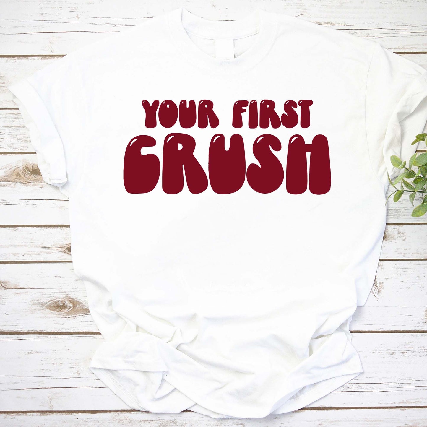 Your First Crush Retro Graphic Tee - Vintage Style Casual Shirt