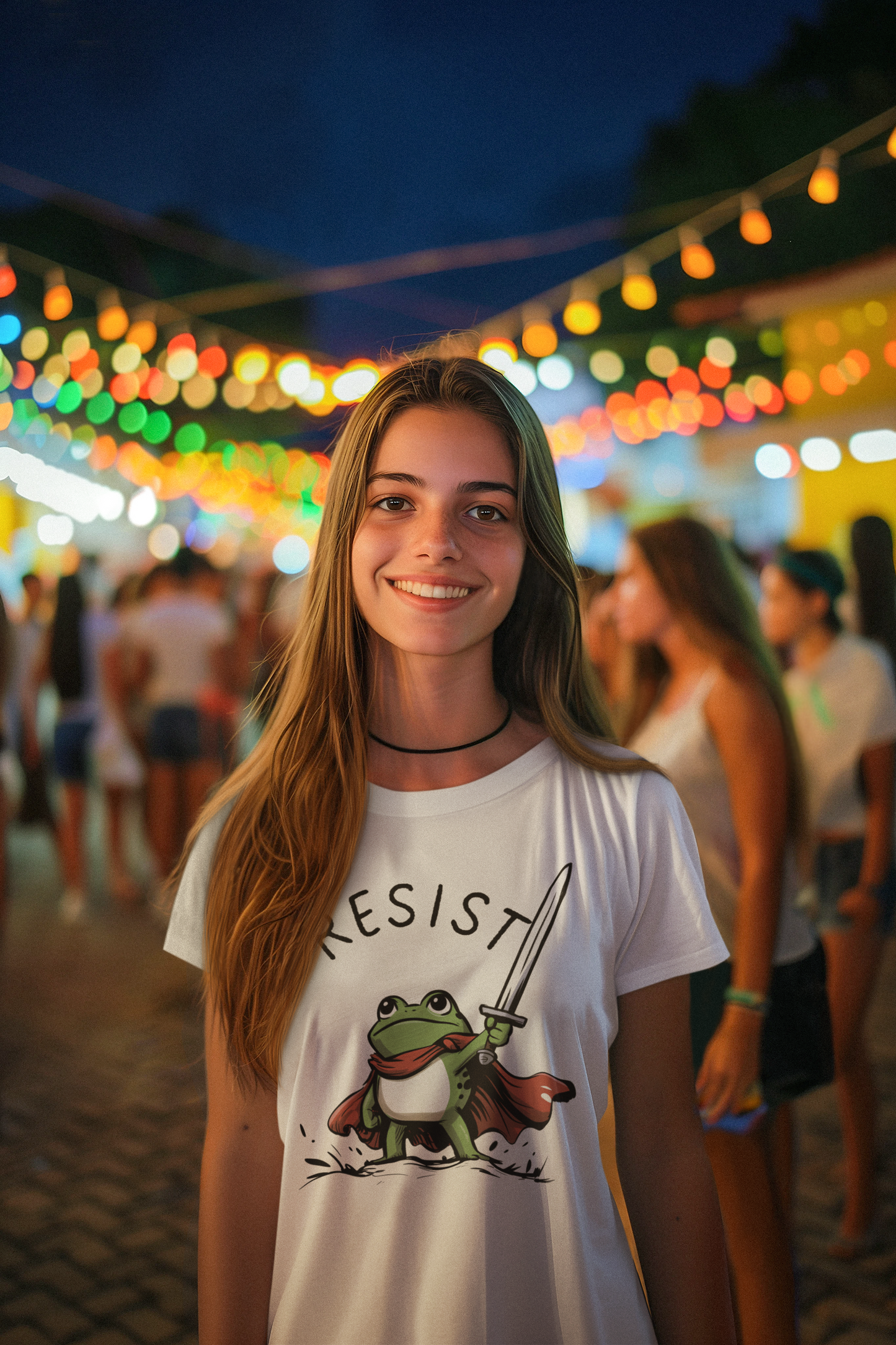 Frog Warrior Resist T-Shirt - Cute Frog with Sword and Cape Tee