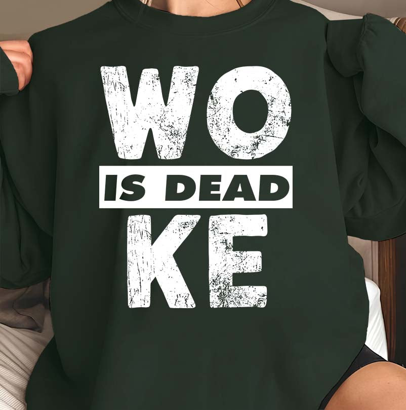 Woke Is Dead Graphic Tee - Bold Social Statement Black Shirt