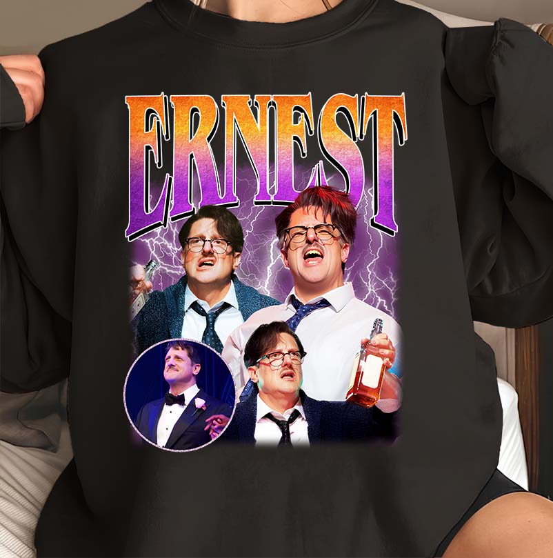 Ernest Funny Character Graphic Tee with Lightning Design