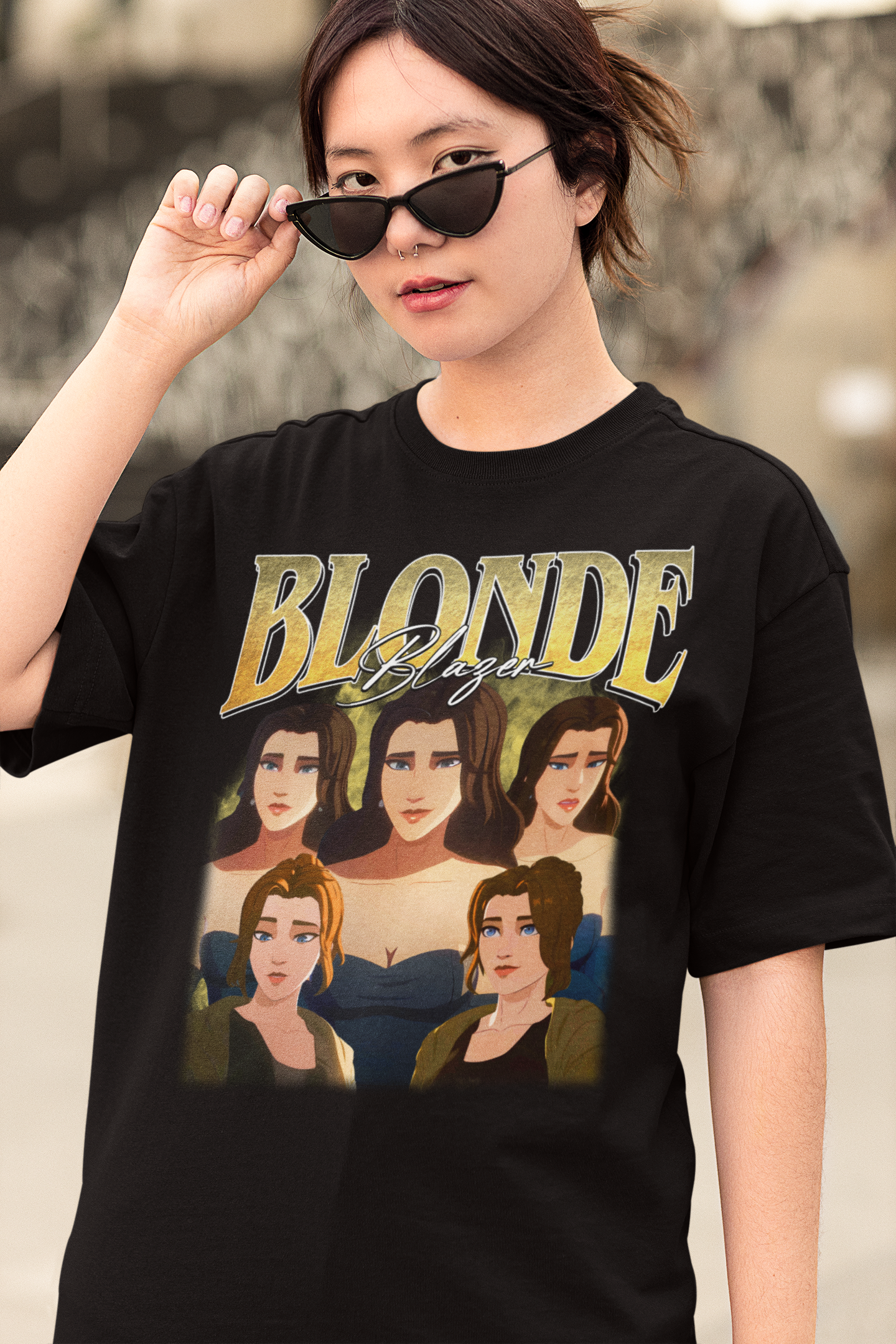 Blonde Blazer Character Art Shirt – Unique Graphic Tee for Fans
