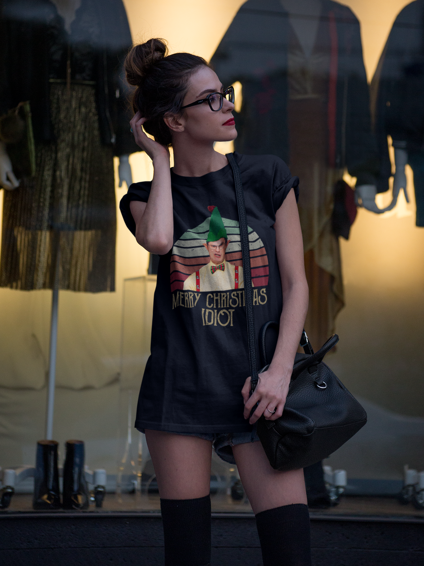 Merry Christmas Idiot Dwight Schrute Elf Shirt Holiday Tee