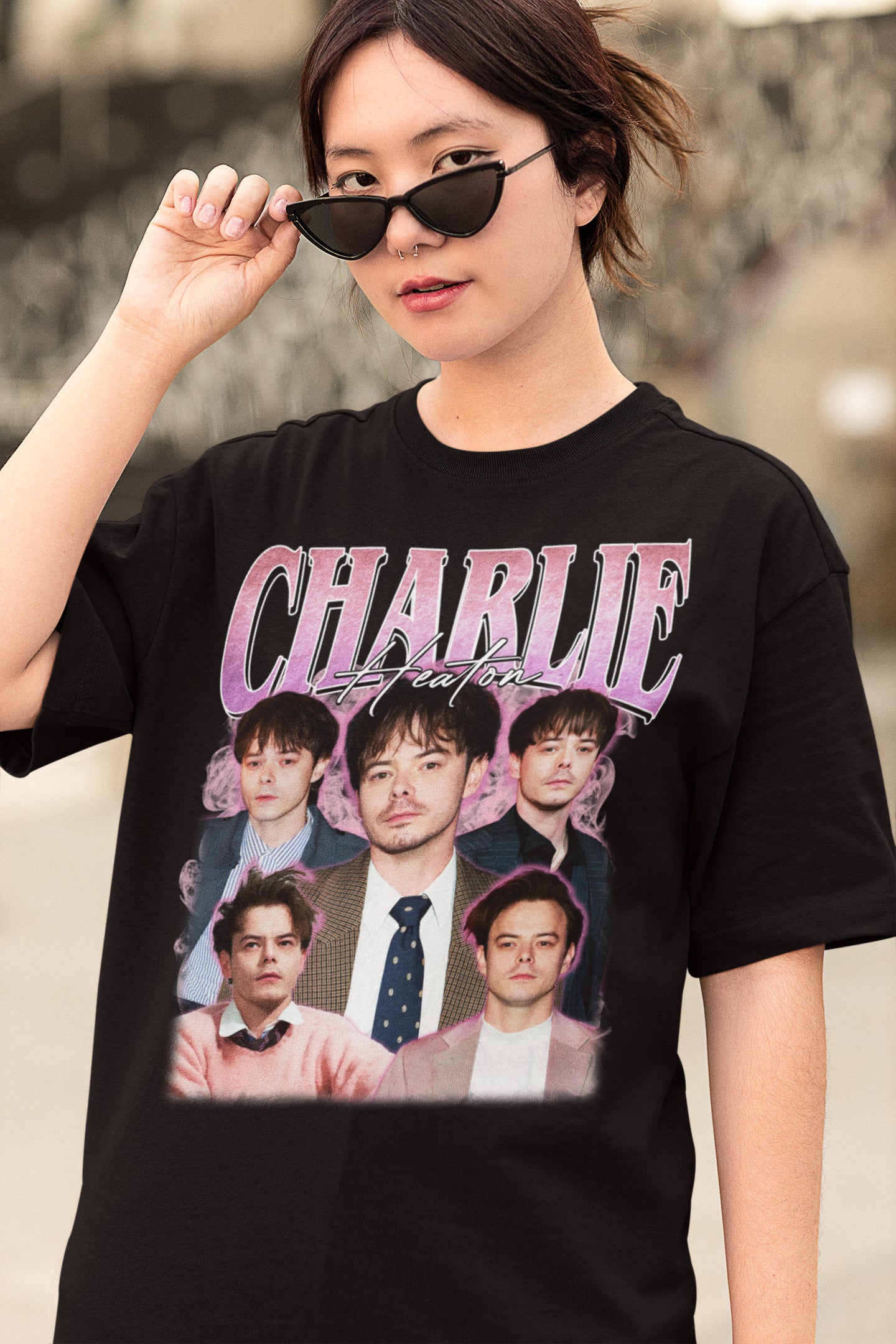 Charlie Heaton Vintage Style Collage Graphic Tee for Fans