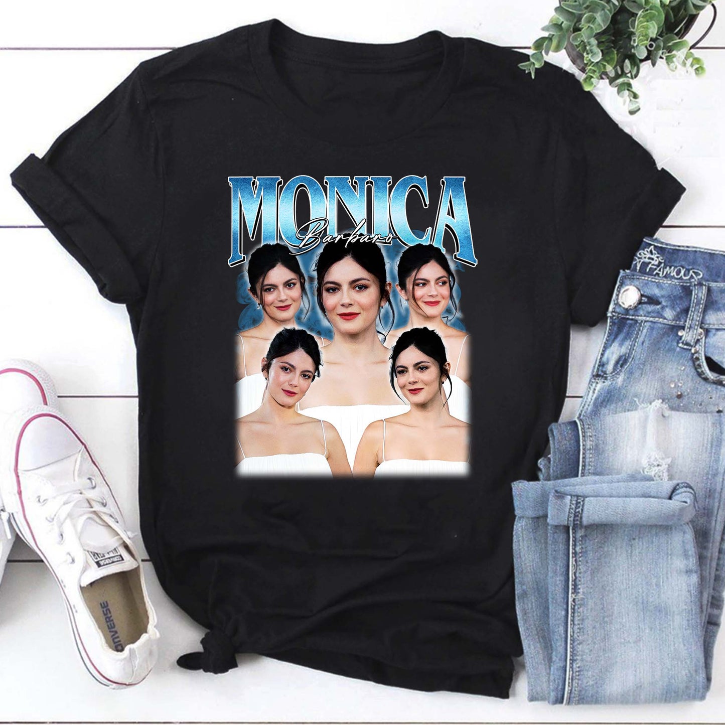 Monica Barbaro Portrait Graphic Tee - Vintage-Inspired Celebrity Fan Shirt