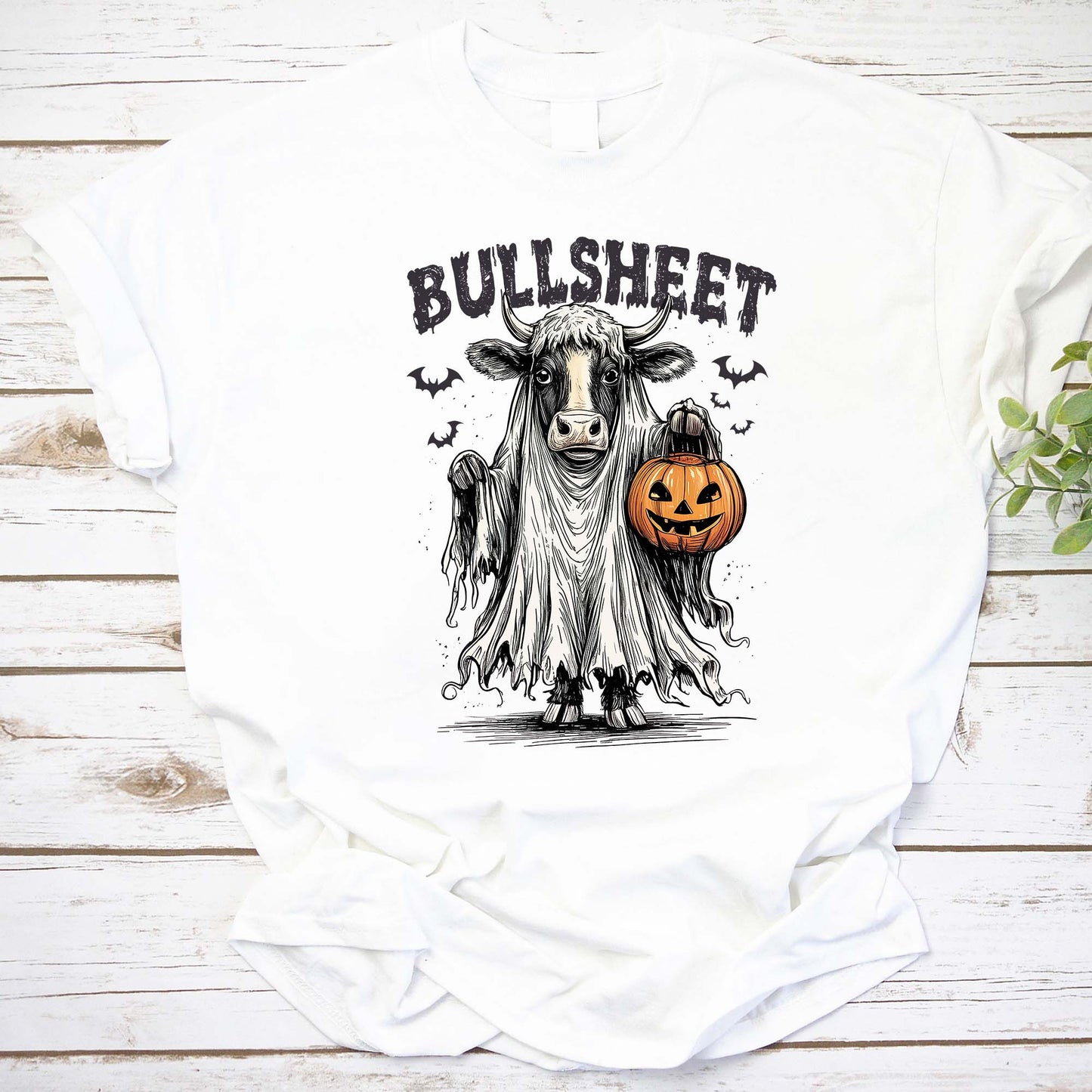 Funny Halloween Cow Ghost Shirt - Bullsheets Pumpkin Costume Tee