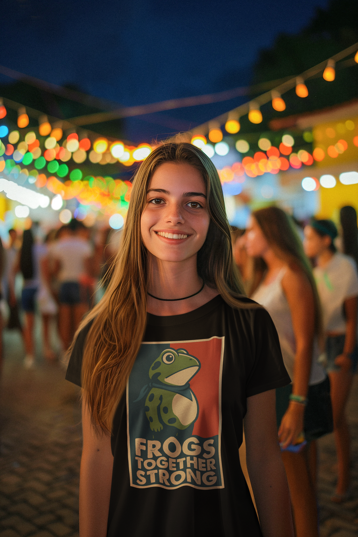 Together Strong Animal Trio Graphic Tee Frog Bear Penguin Shirt