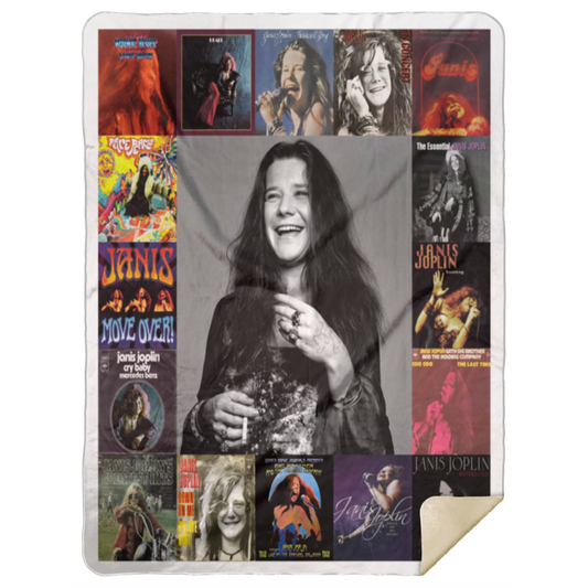 Janis Joplin Album Covers Music Fleece Blanket, Premium Sherpa Blanket, Janis Joplin Blanket, Rock Stars Blanket, Rock And Roll Lover Gift	MSHL Premium Sherpa Blanket 60x80