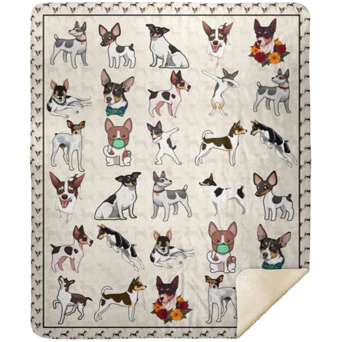 Cute Rat Terrier Dog Fleece Blanket, Premium Sherpa Blanket, Terrier Dog Blanket, Rat Terrier Dog Blanket, Blanket For Dog Lovers	MSHM Premium Sherpa Blanket 50x60