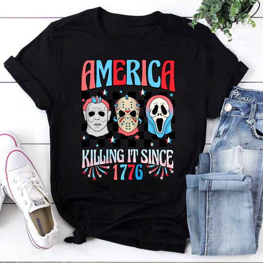 4th Of July Horror Movie Scary Movie Unisex Vintage T-Shirt