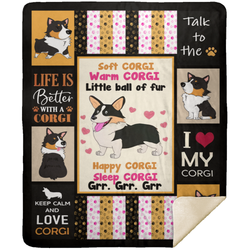 Soft Corgi Warm Corgi Little Ball Of Fur Corgi Dog Lover Gifts Fleece Blanket, Premium Sherpa Blanket, Dog Lover Gift, Corgi Dog Blanket	MSHM Premium Sherpa Blanket 50x60