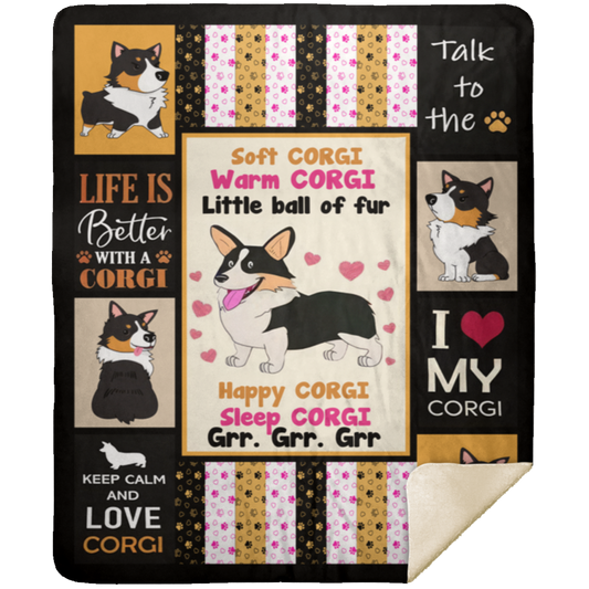 Soft Corgi Warm Corgi Little Ball Of Fur Corgi Dog Lover Gifts Fleece Blanket, Premium Sherpa Blanket, Dog Lover Gift, Corgi Dog Blanket	MSHM Premium Sherpa Blanket 50x60