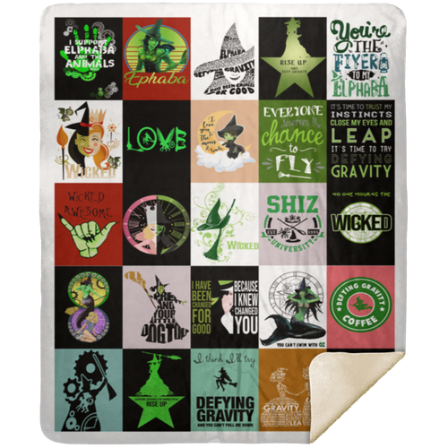 Wicked Fleece Blanket, Premium Sherpa Blanket, Wicked Blanket, Musical Quilt, Wicked Musical Blanket	MSHM Premium Sherpa Blanket 50x60