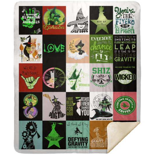 Wicked Fleece Blanket, Premium Sherpa Blanket, Wicked Blanket, Musical Quilt, Wicked Musical Blanket	MSHM Premium Sherpa Blanket 50x60