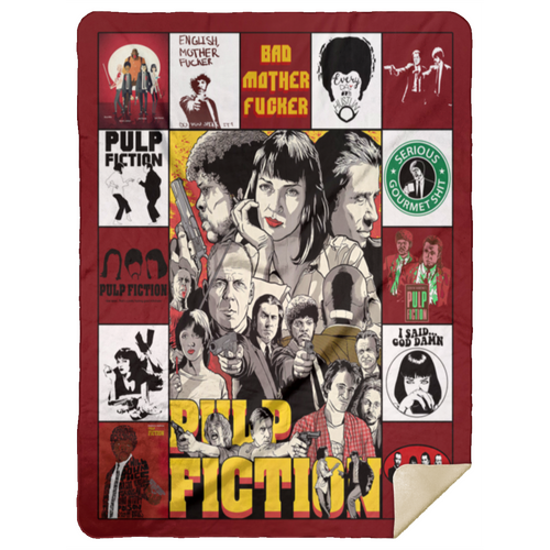 Pulp Fiction Classic Movie Fleece Blanket, Premium Sherpa Blanket, Pulp Fiction Movie Blanket, Stories Of Crime Blanket, Pulp Fiction Quilt	MSHL Premium Sherpa Blanket 60x80