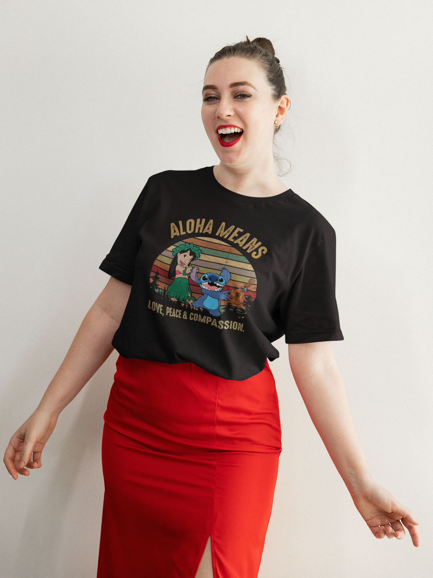 Aloha Means Love Peace And Compassion Lilo And Stitch Vintage Unisex T-Shirt