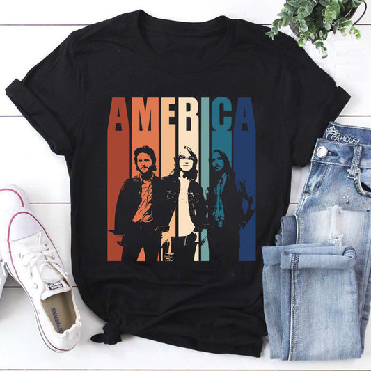 America Band Retro Graphic Vintage T-Shirt