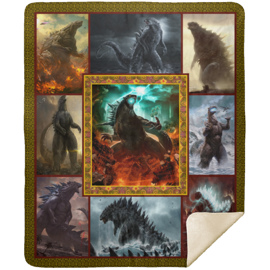 Godzilla King Of The Monsters Fleece Blanket, Premium Sherpa Blanket, Godzilla Blanket, Godzilla Lover Gift, Monster Blanket	MSHM Premium Sherpa Blanket 50x60