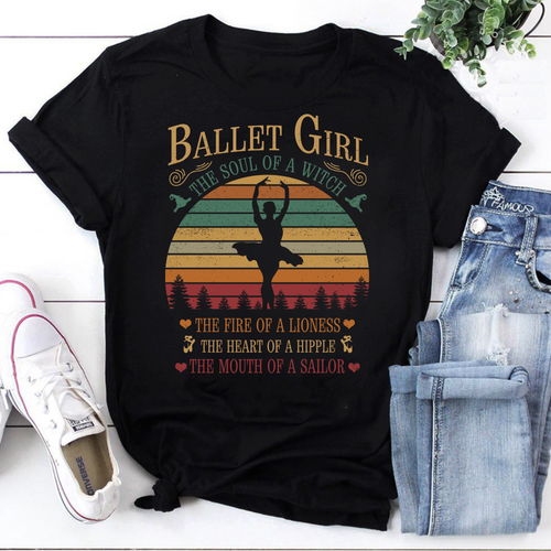 Ballet Girl The Soul Of A Witch The Fire Of A Lioness Unisex Vintage T-Shirt
