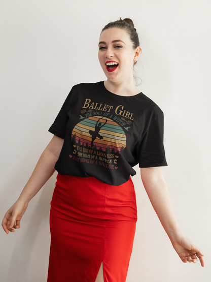 Ballet Girl The Soul Of A Witch The Fire Of A Lioness Unisex Vintage T-Shirt