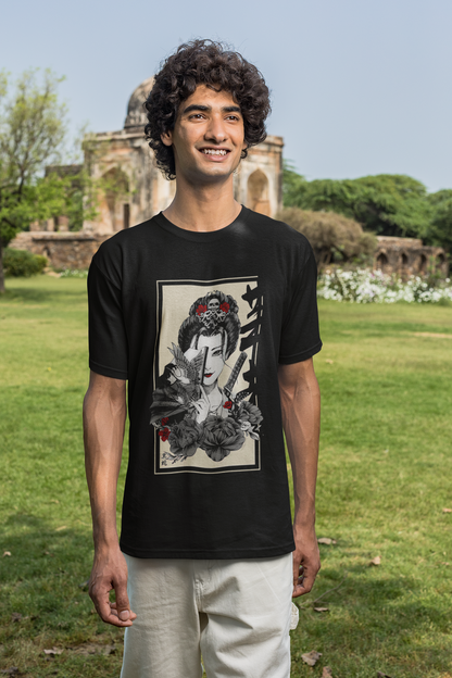 Beautiful Geisha Japanese Samurai Bushido Warrior Japan Sword Vintage T-Shirt
