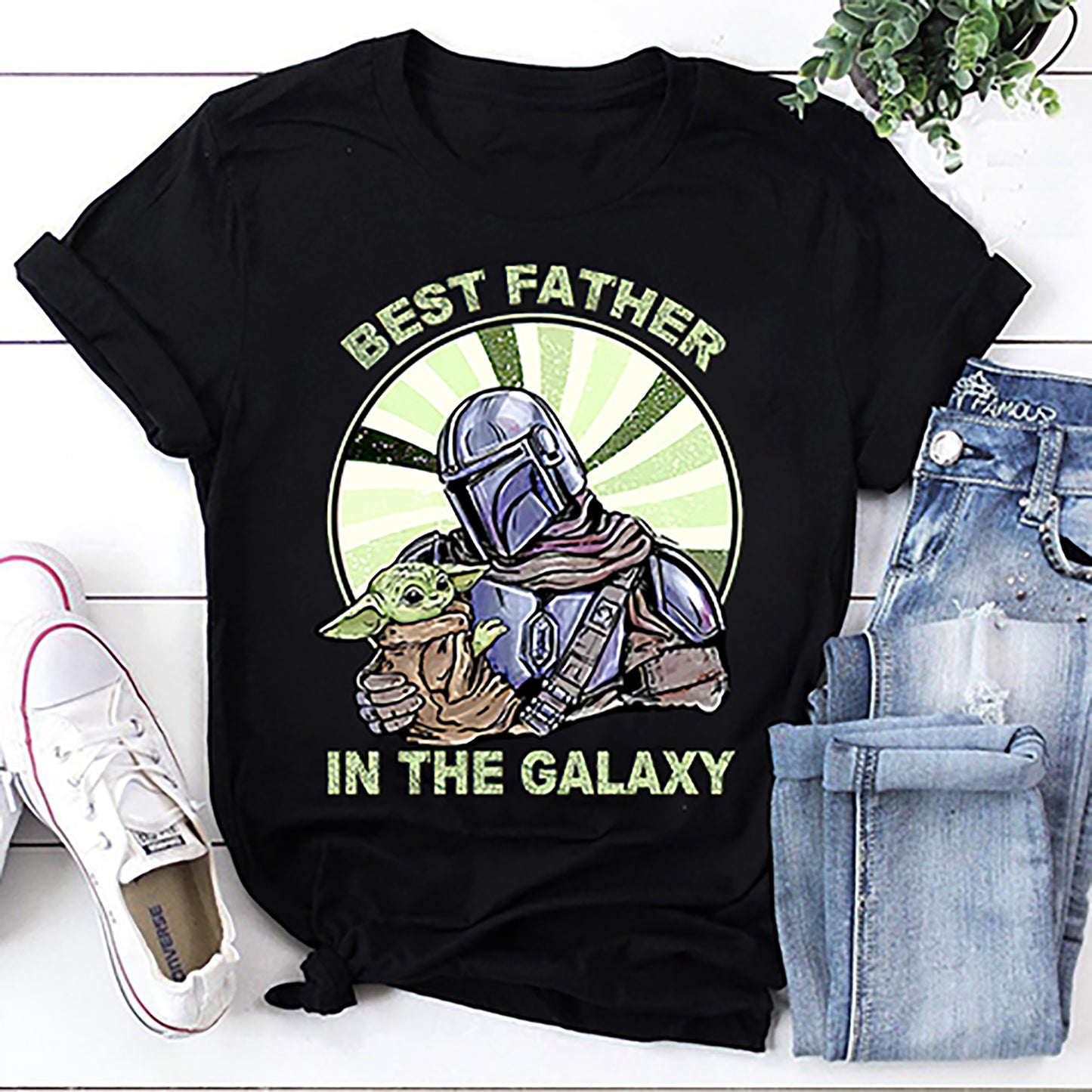 Best Father In The Galaxy The Mandalorian And Baby Yoda Star Wars T-Shirt