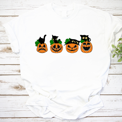 Vintage Black Cat Halloween T-Shirt