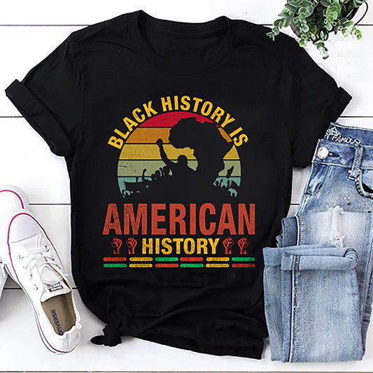 Black History Is American History Patriotic African Ladies T-Shirt