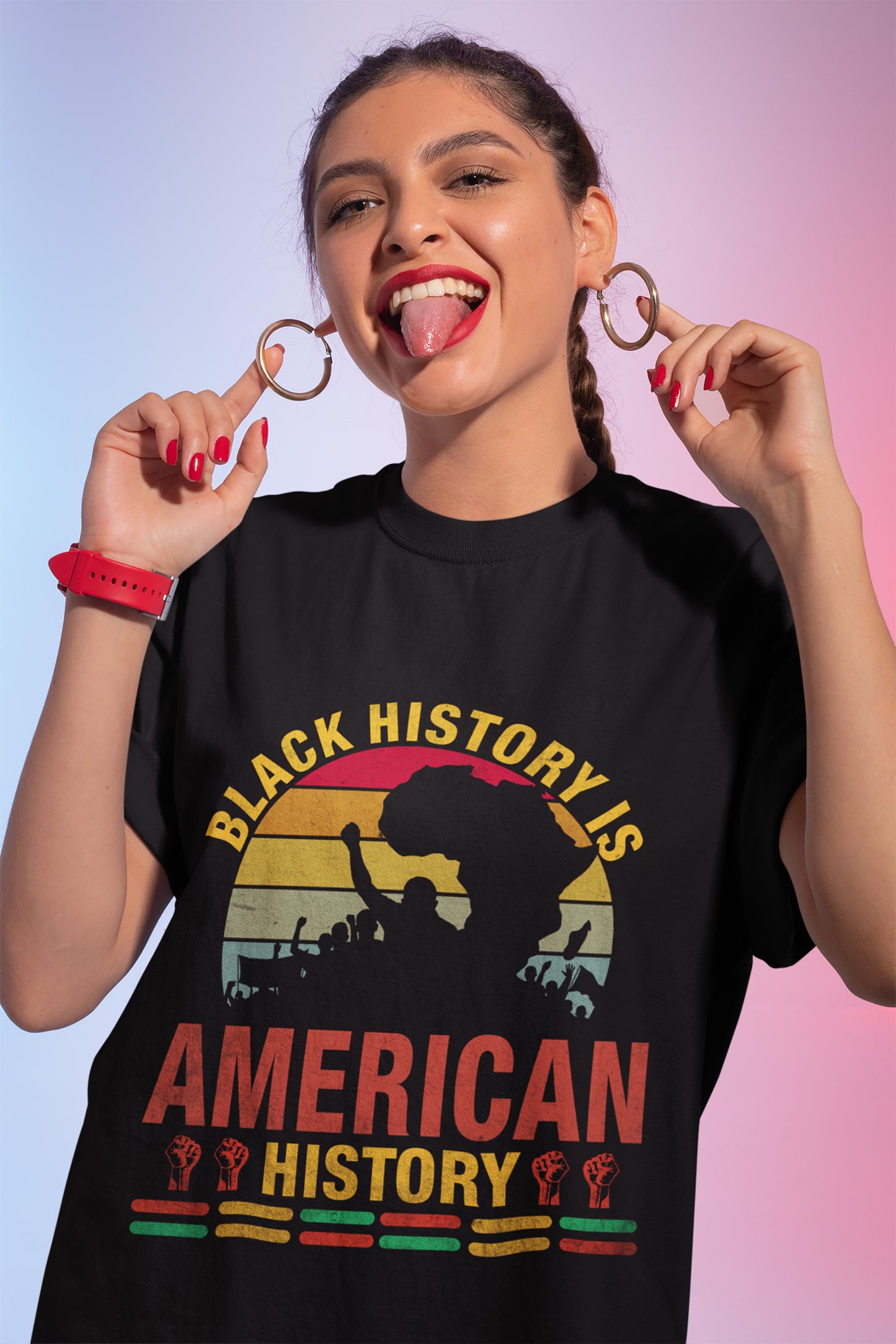 Black History Is American History Patriotic African Ladies T-Shirt