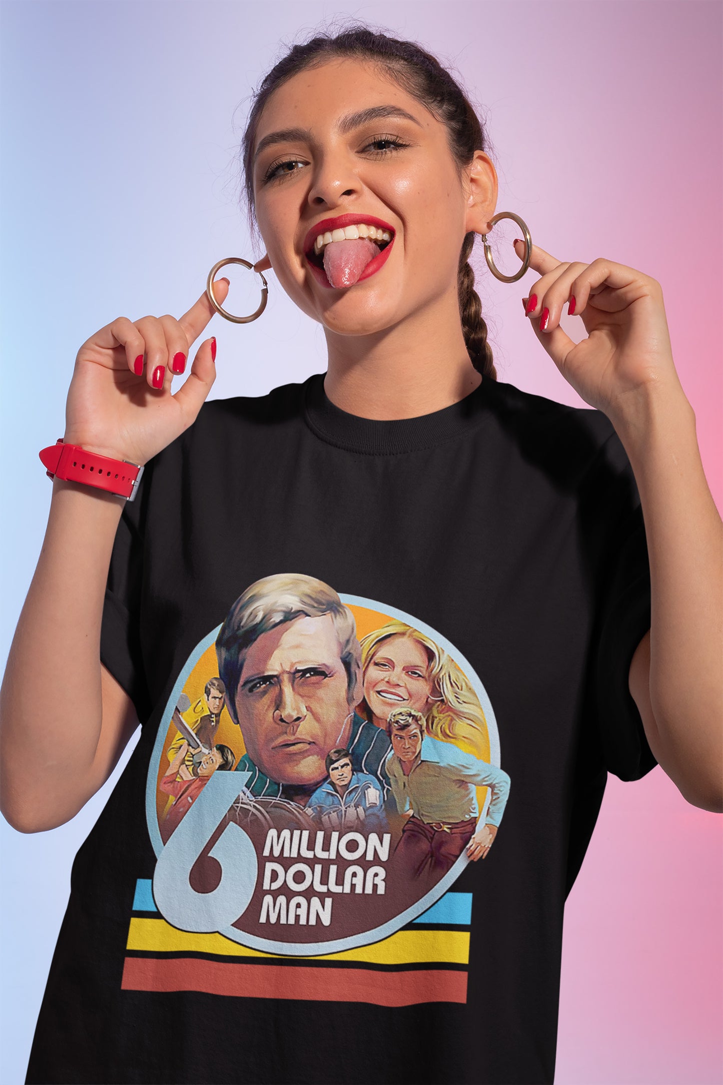 Boy Girl Six Million Dollar Man Retro Vintage T-Shirt