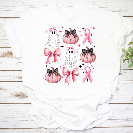 Breast Cancer Ghost Coquette Bow Vintage T-Shirt