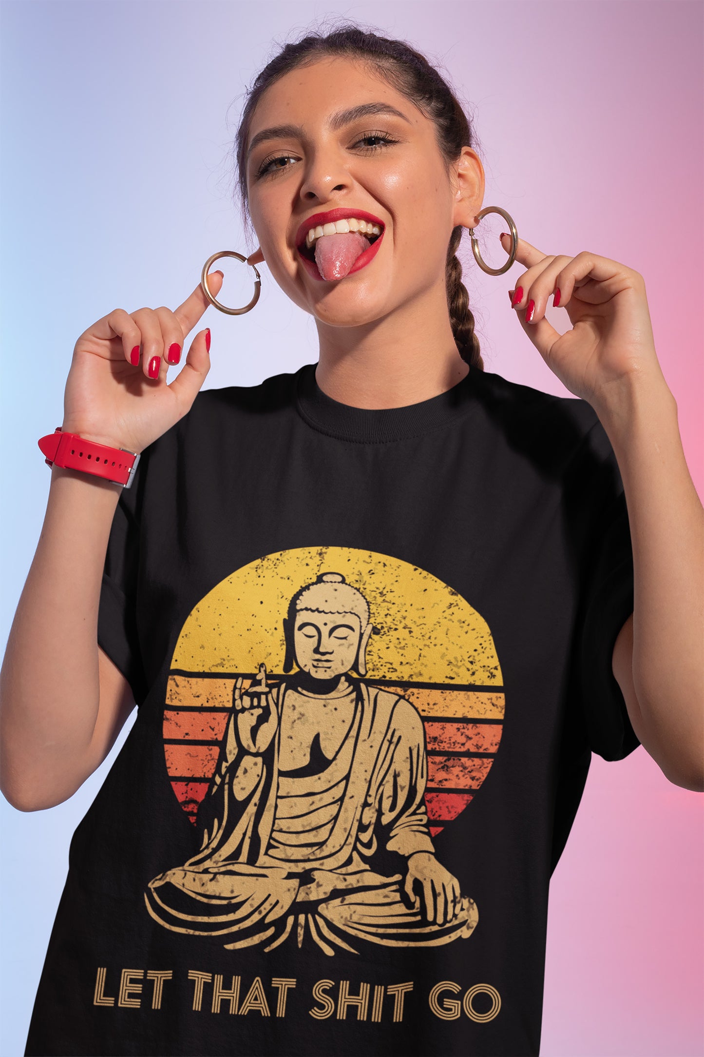 Buddha Yoga Let That Shit Go Sunset T-Shirt
