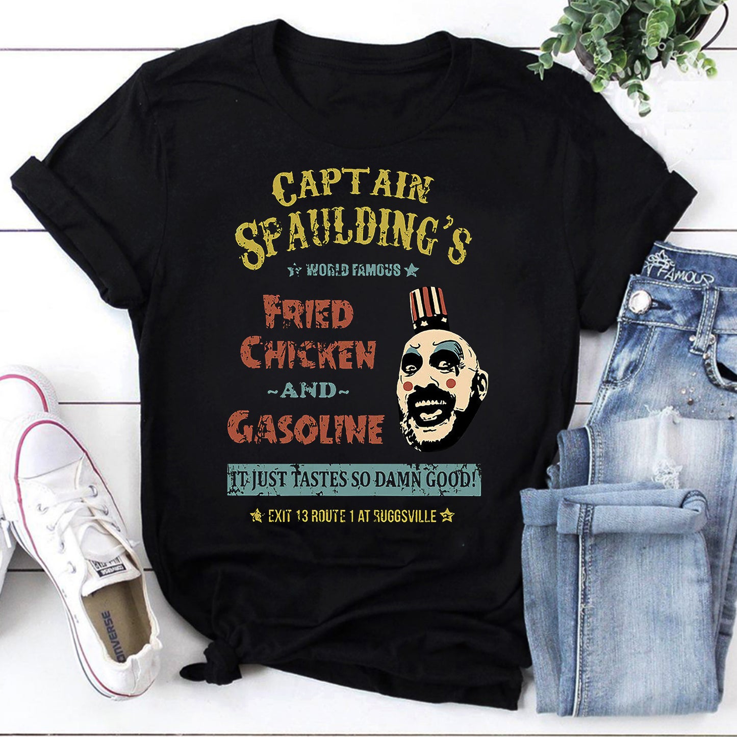 Captain Spaulding's World Famous Fried Chicken and Gasoline Retro T-Shirt