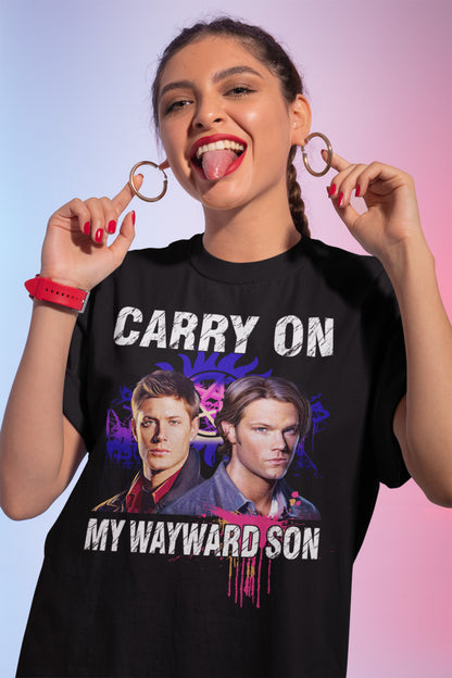 Carry On My Wayward Son Supernatural Dean Winchester And Sam Winchester T-Shirt