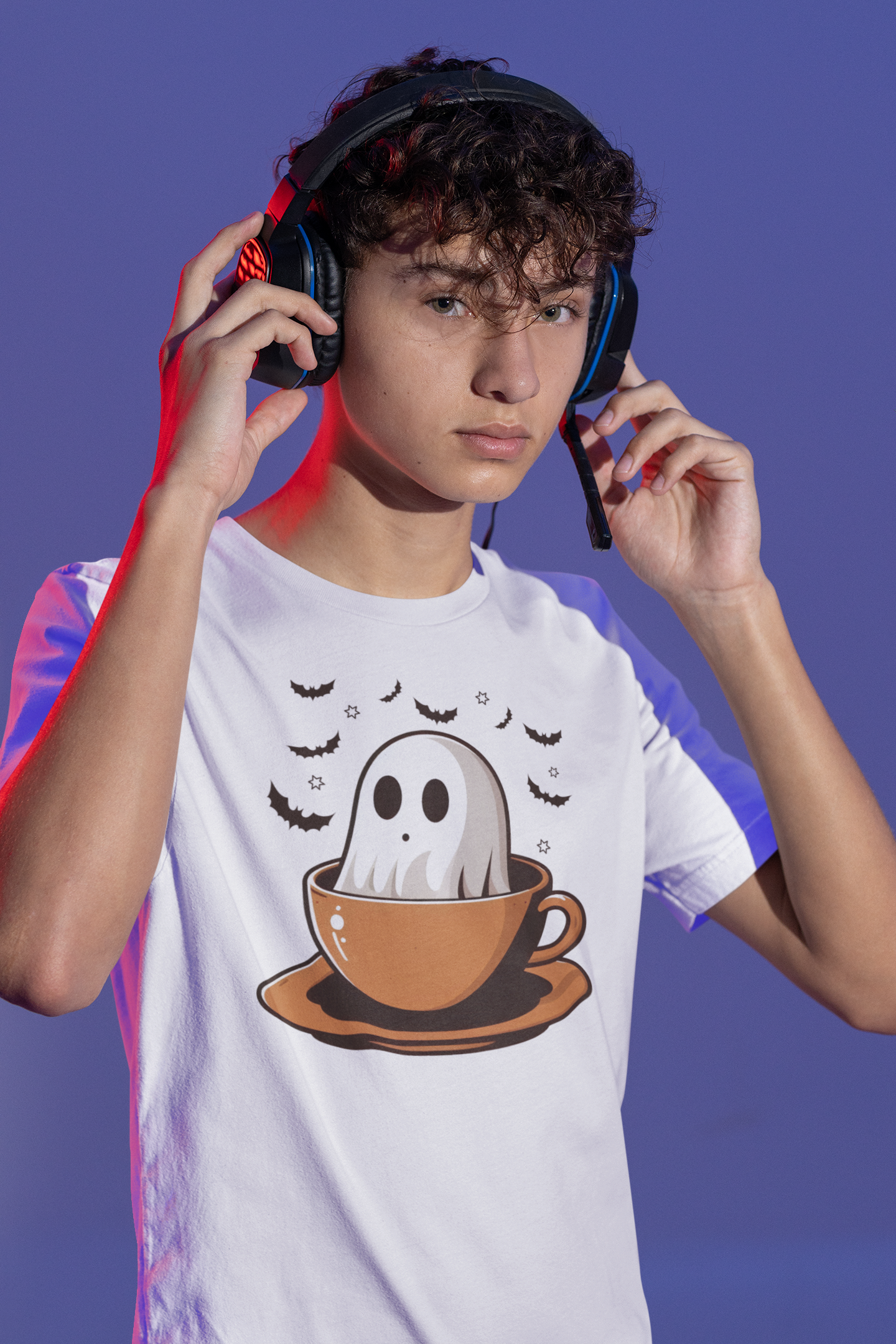 Coffee Ghost Halloween Vintage T-Shirt