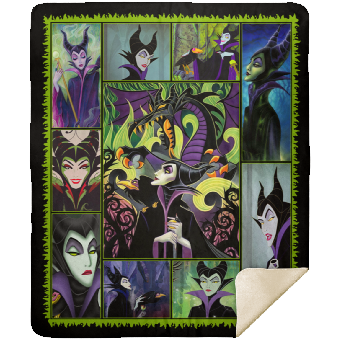 Maleficent Villain Fleece Blanket, Premium Sherpa Blanket, Maleficent Quilt, Maleficent Movie Quilt, Mistress of All Evil Quilt	MSHM Premium Sherpa Blanket 50x60