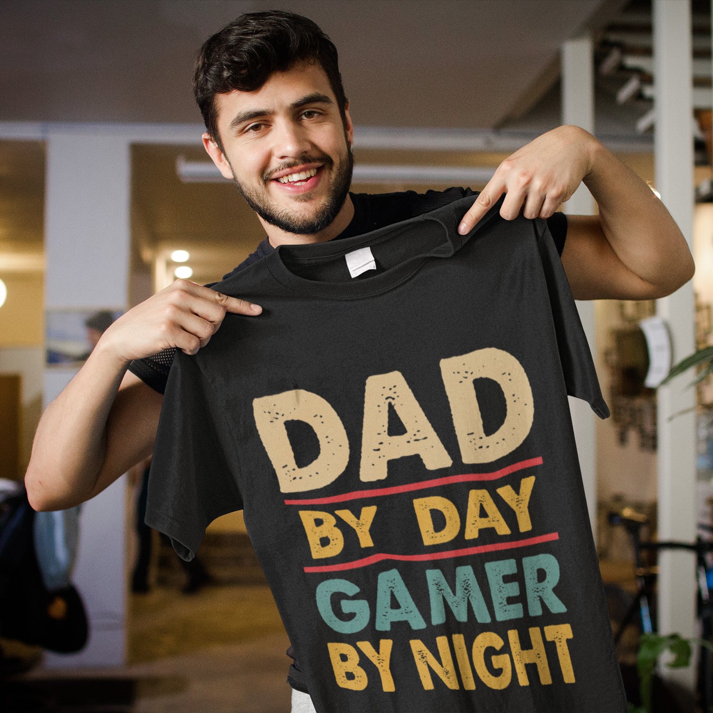 Dad By Day Gamer By Night For Daddy T-Shirt