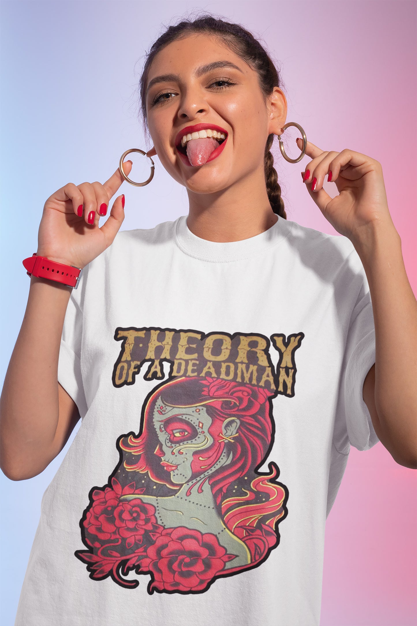 Dazzling Red Rose Woman Theory Of A Deadman Unisex T-Shirt